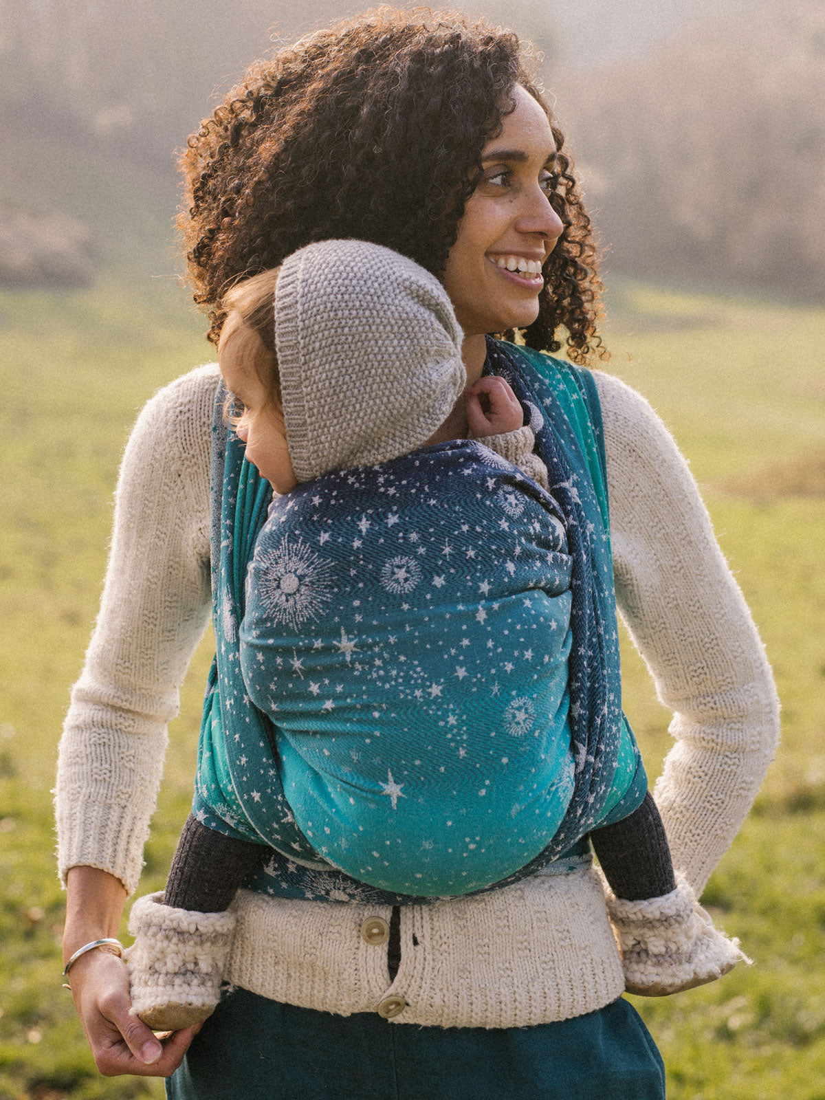 constellation cielo starry baby wrap on blue grad