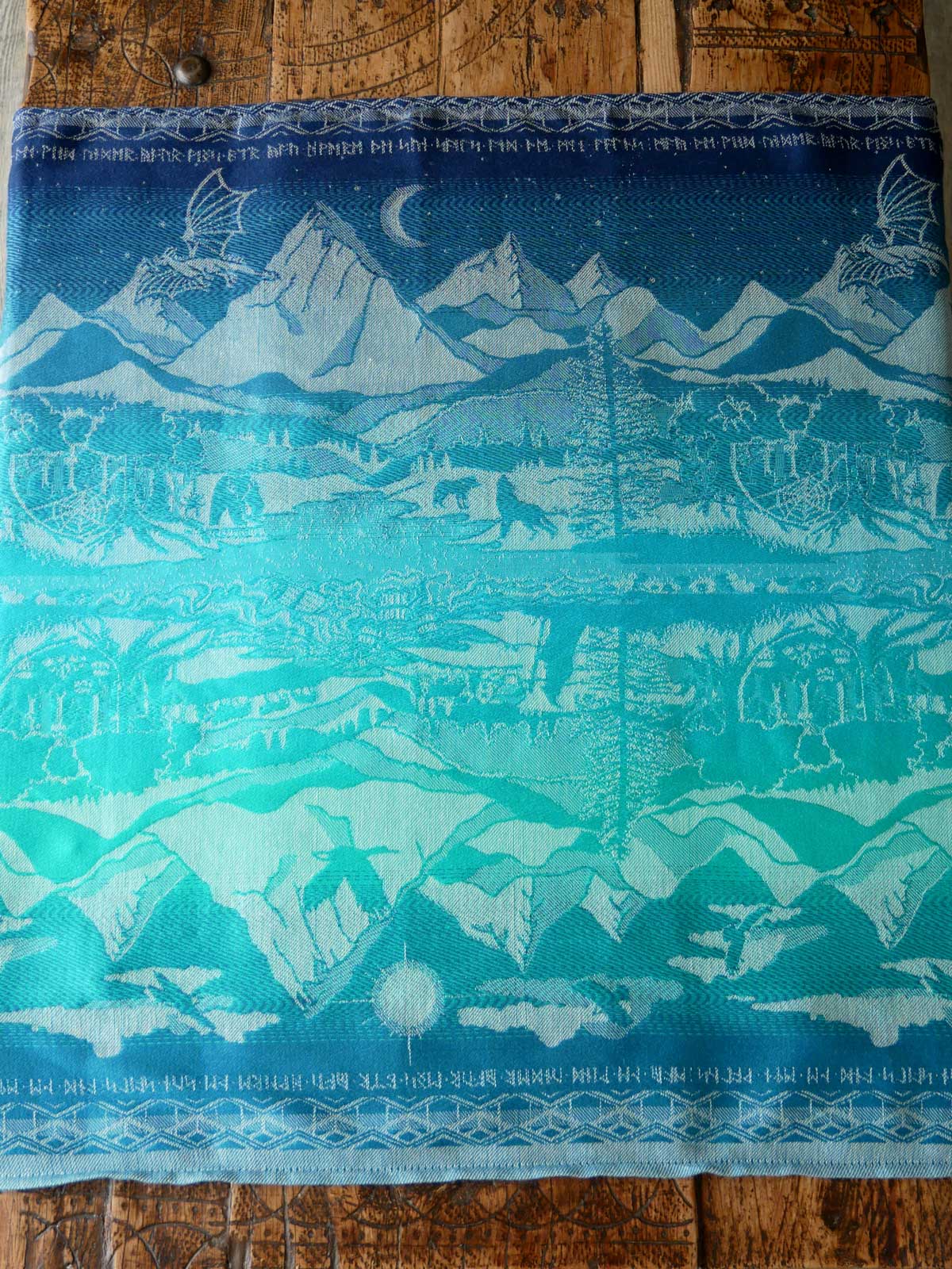 hobbit quest woven fabric in blues