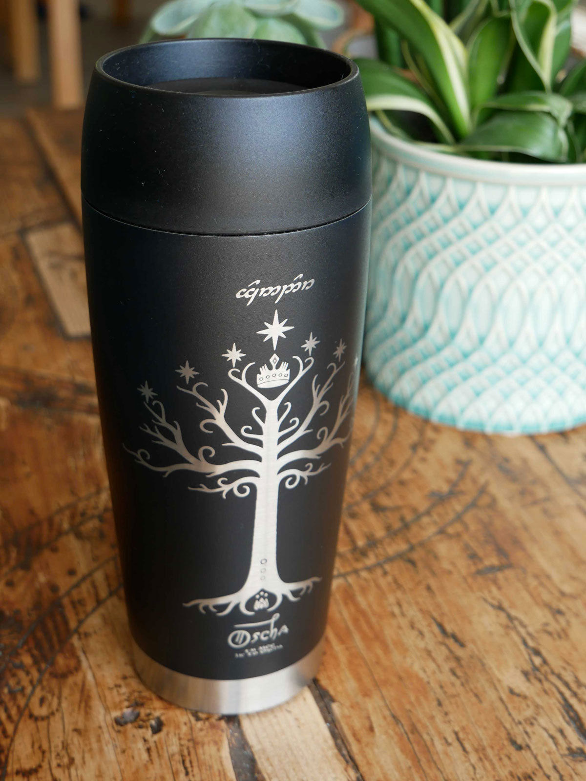 Tree of Gondor travel mug in black and silver