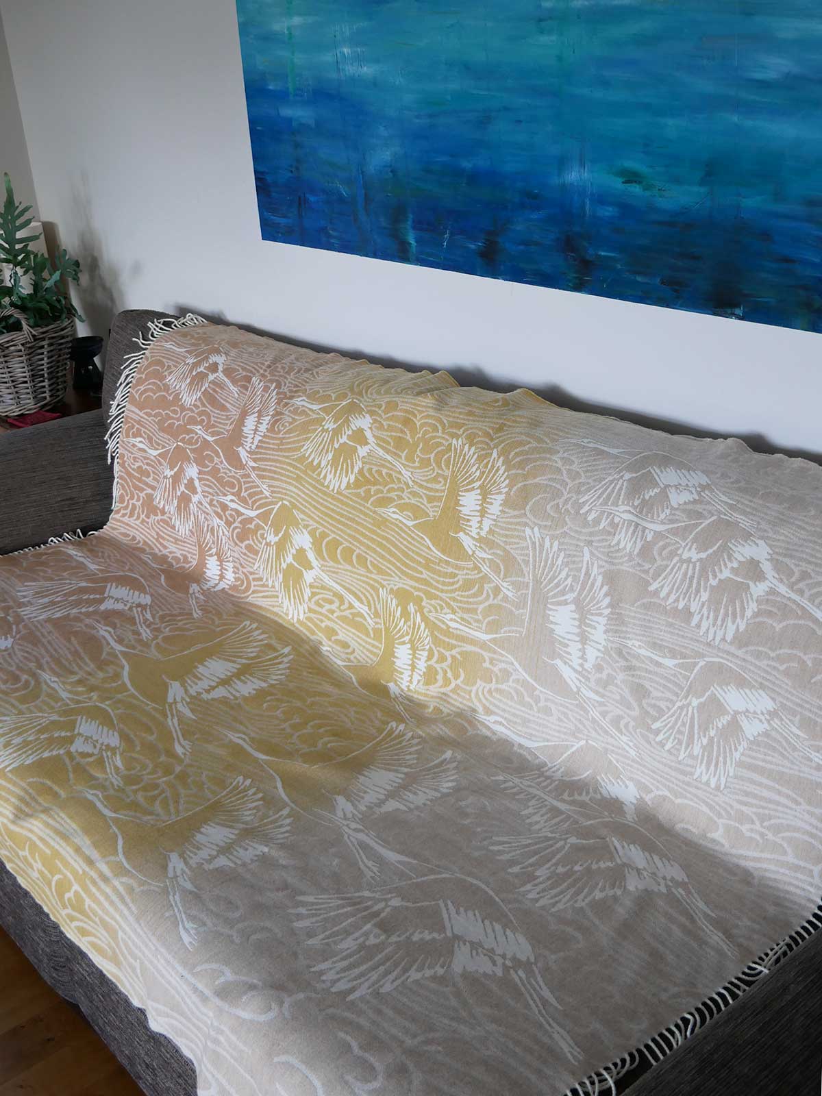 Cranes Saffron Skies Merino Throw
