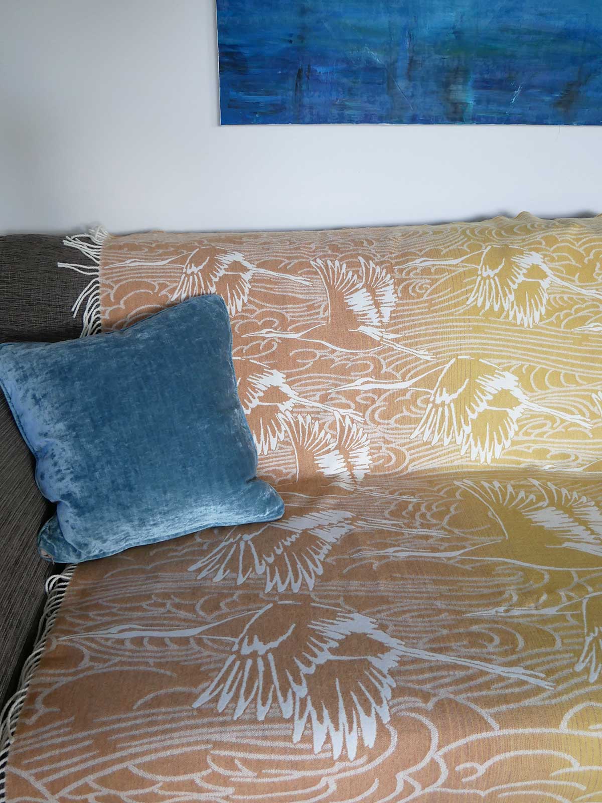 Cranes Saffron Skies Merino Throw