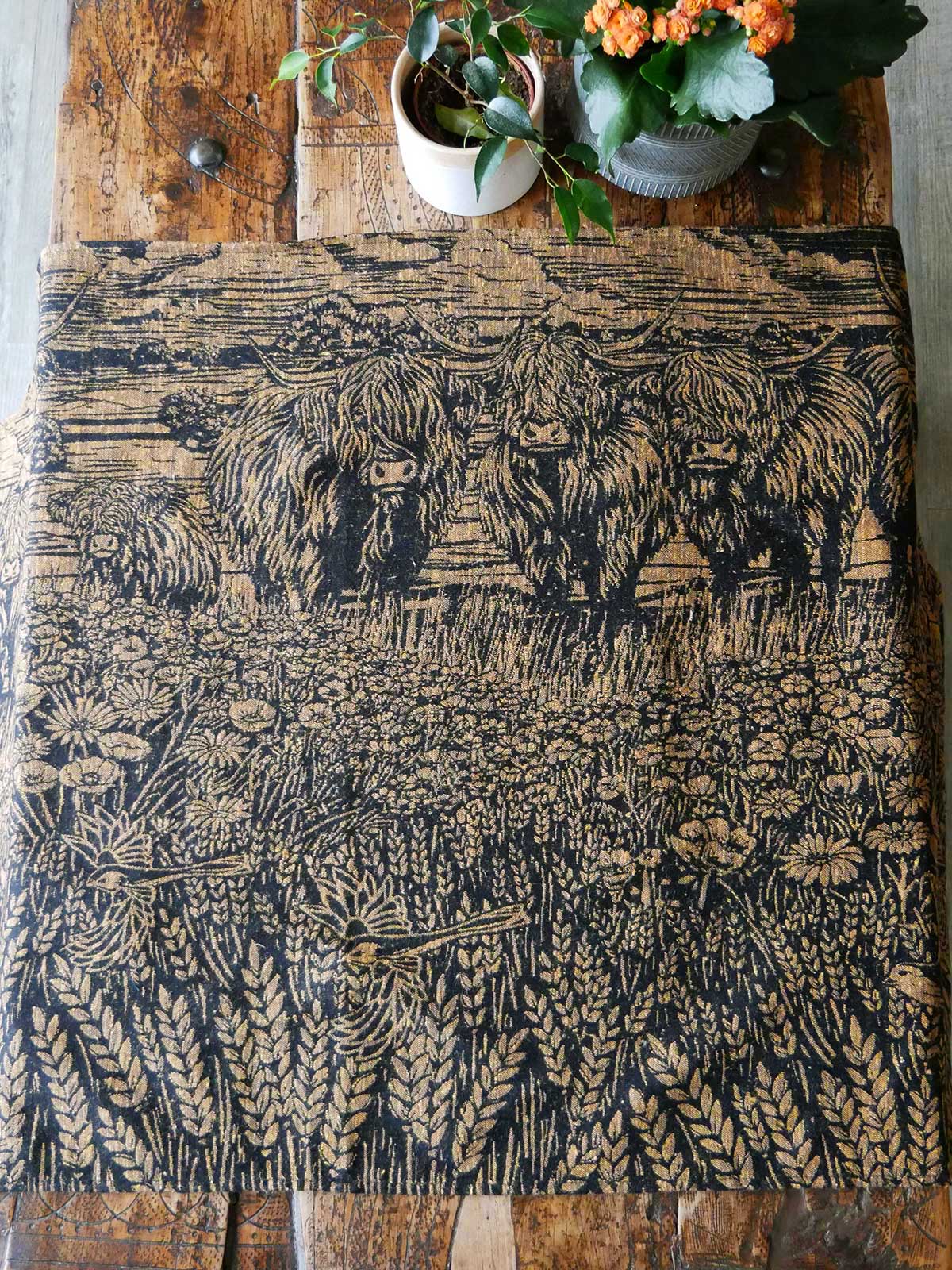 Highland Cows Rustic Fabric Pieces