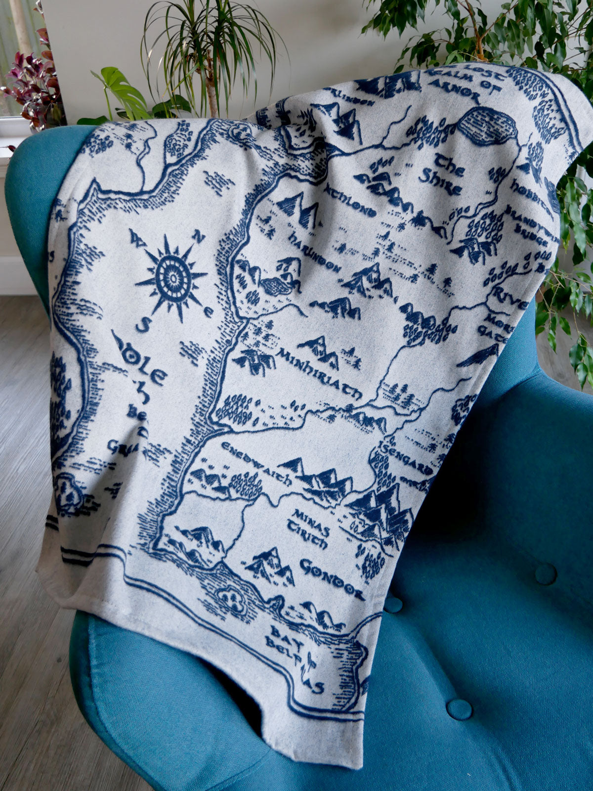 Woven outlets German Lap Throw, Blue and White