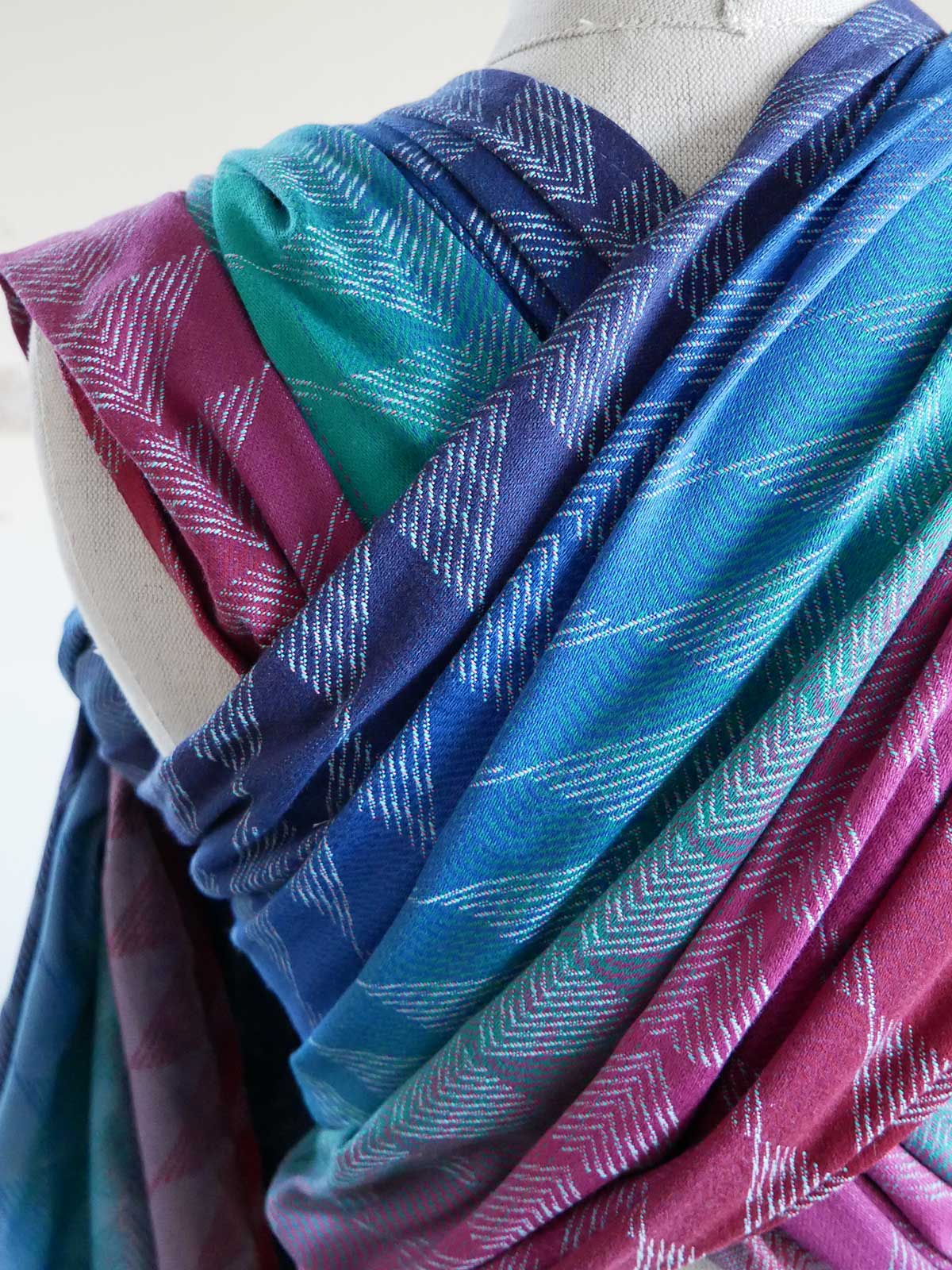 Colourful fabric on a mannequin