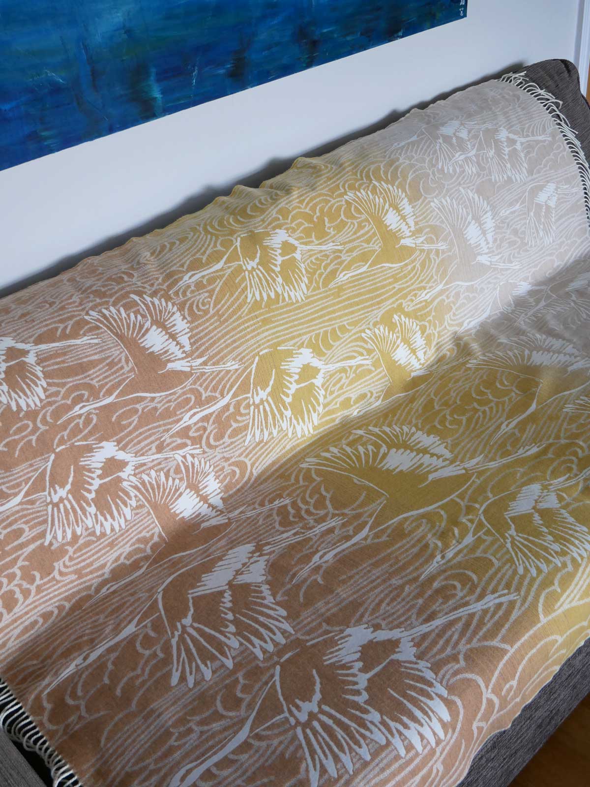 Cranes Saffron Skies Merino Throw