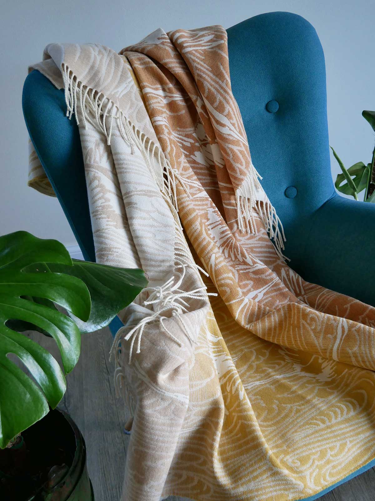 Cranes Saffron Skies Merino Throw