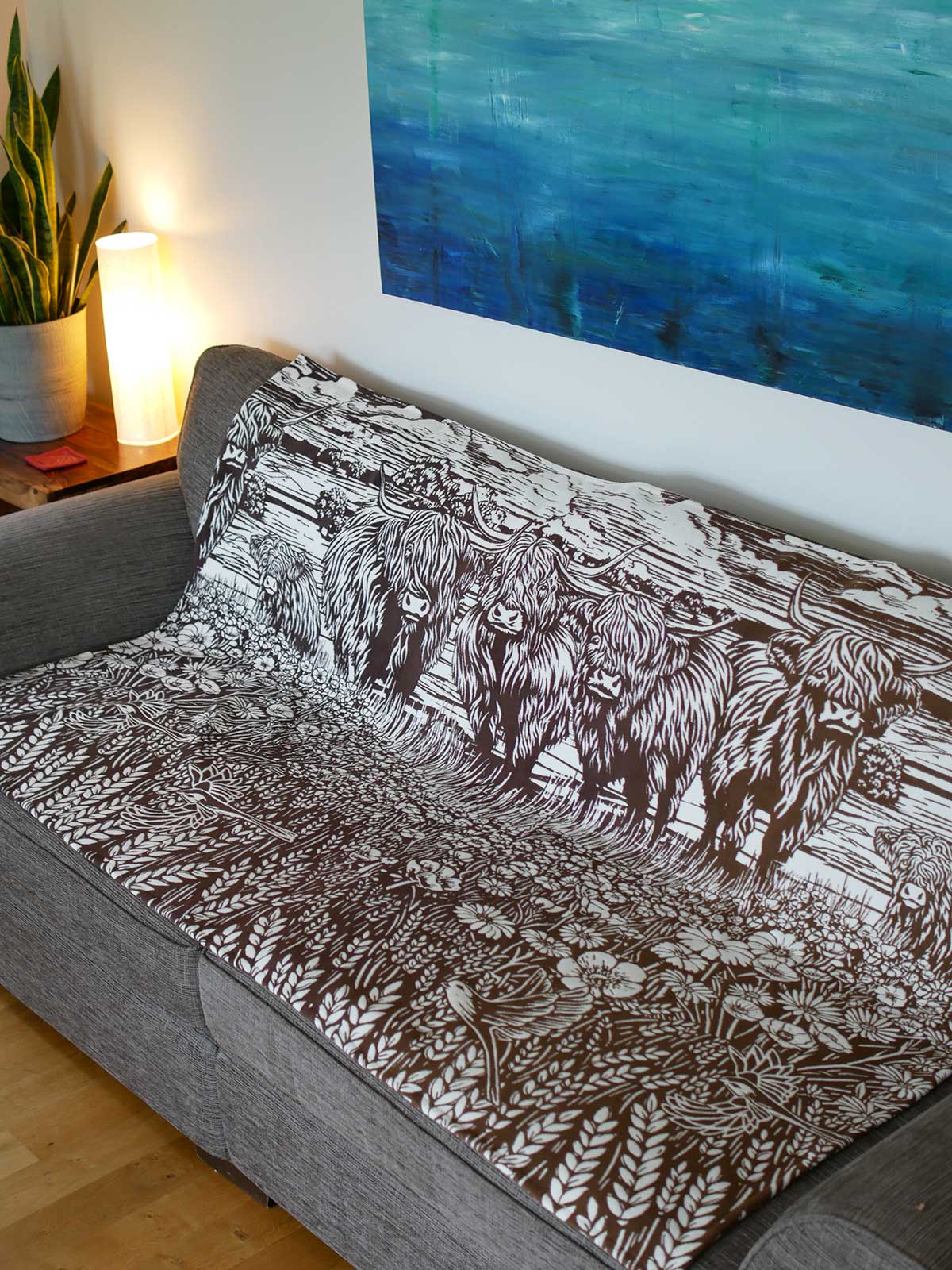 Highland Cows Hillcroft Brushed Cotton Throw