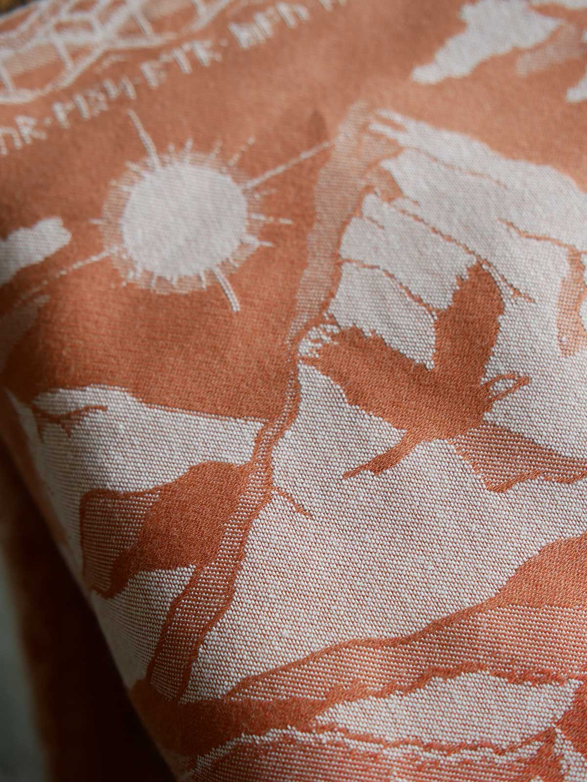 Detail of Sun and eagle in this The Lord of the Rings fabric design. 