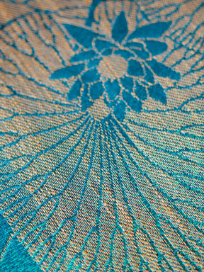 Close up of teal and gold fabric