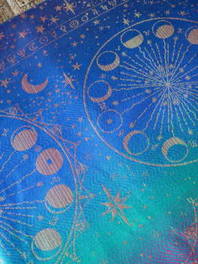 Jewel toned fabric with moon phases pattern
