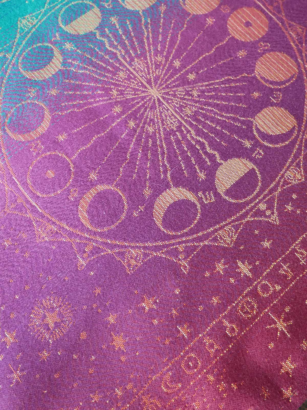 Jewel toned fabric with moon phases pattern