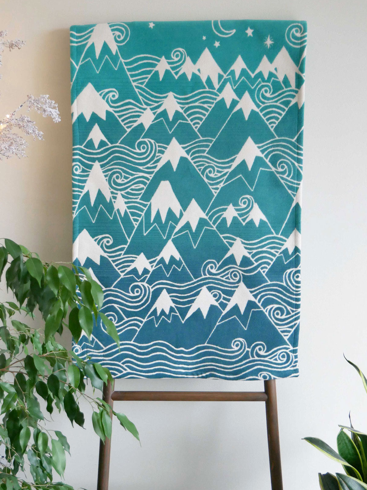 Misty Mountains Moonlit Brushed Cotton Baby Blanket