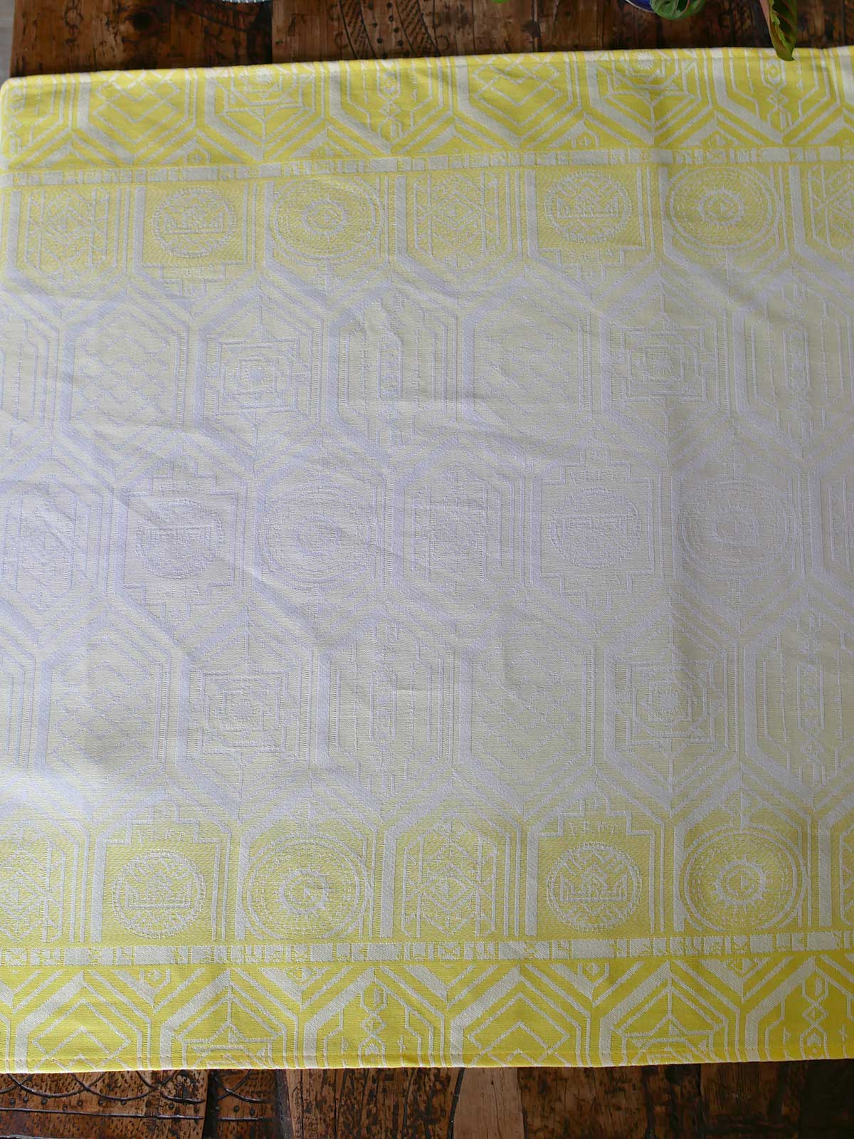 Yellow fabric with geometric pattern