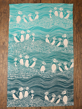 Puffins Bass Rock Brushed Cotton Baby Blanket