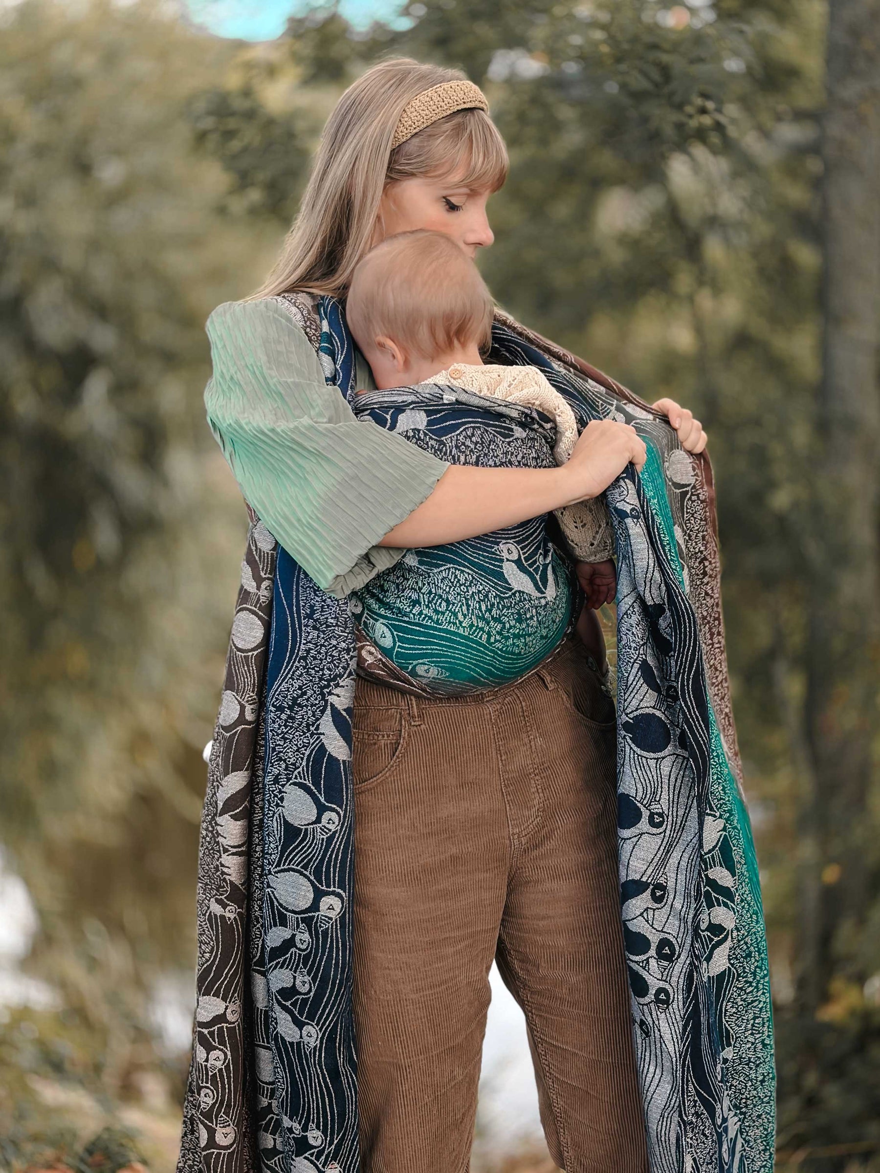 Puffins Midnight Cliffs Baby Wrap