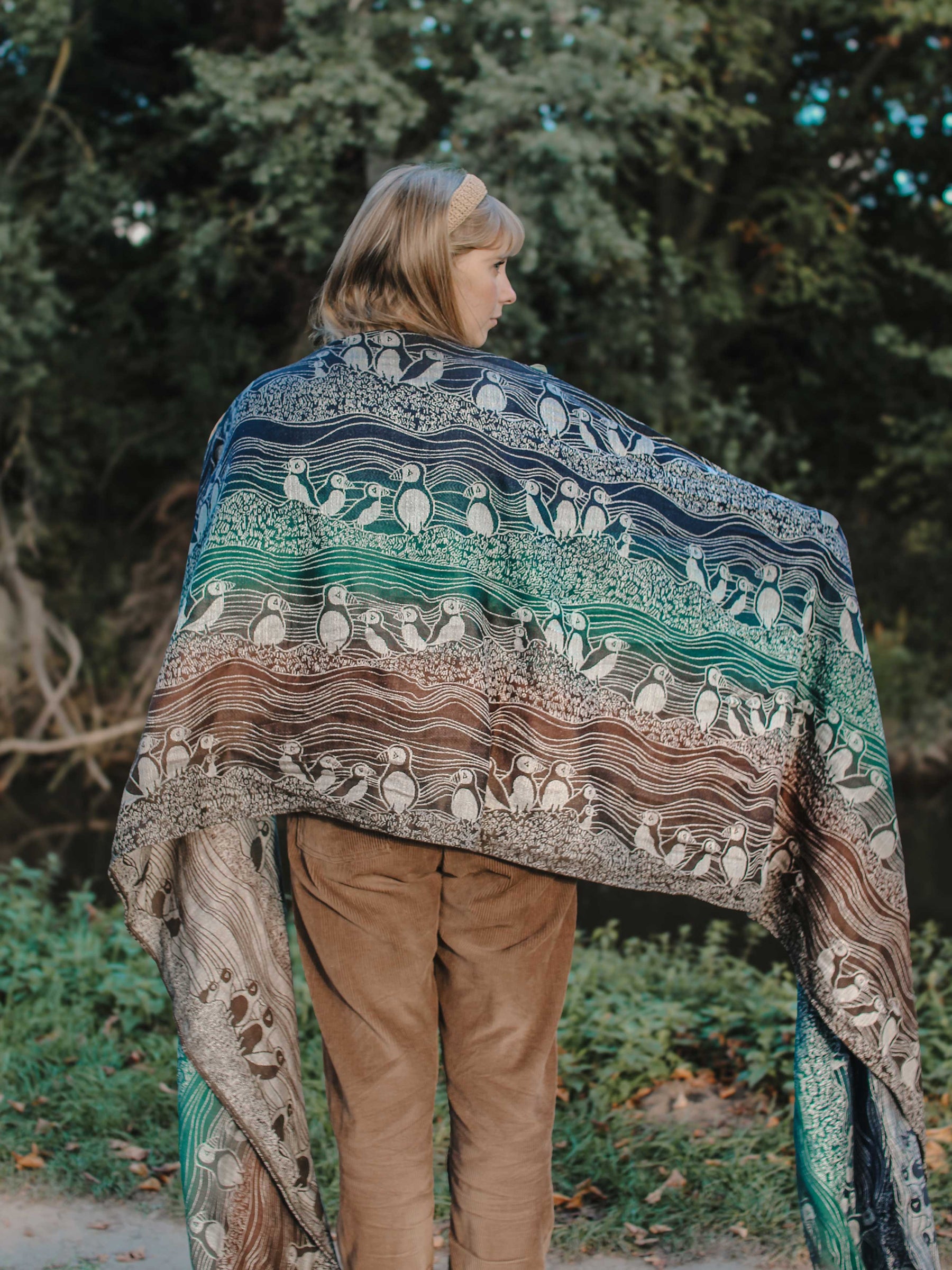 Puffins Midnight Cliffs Baby Wrap