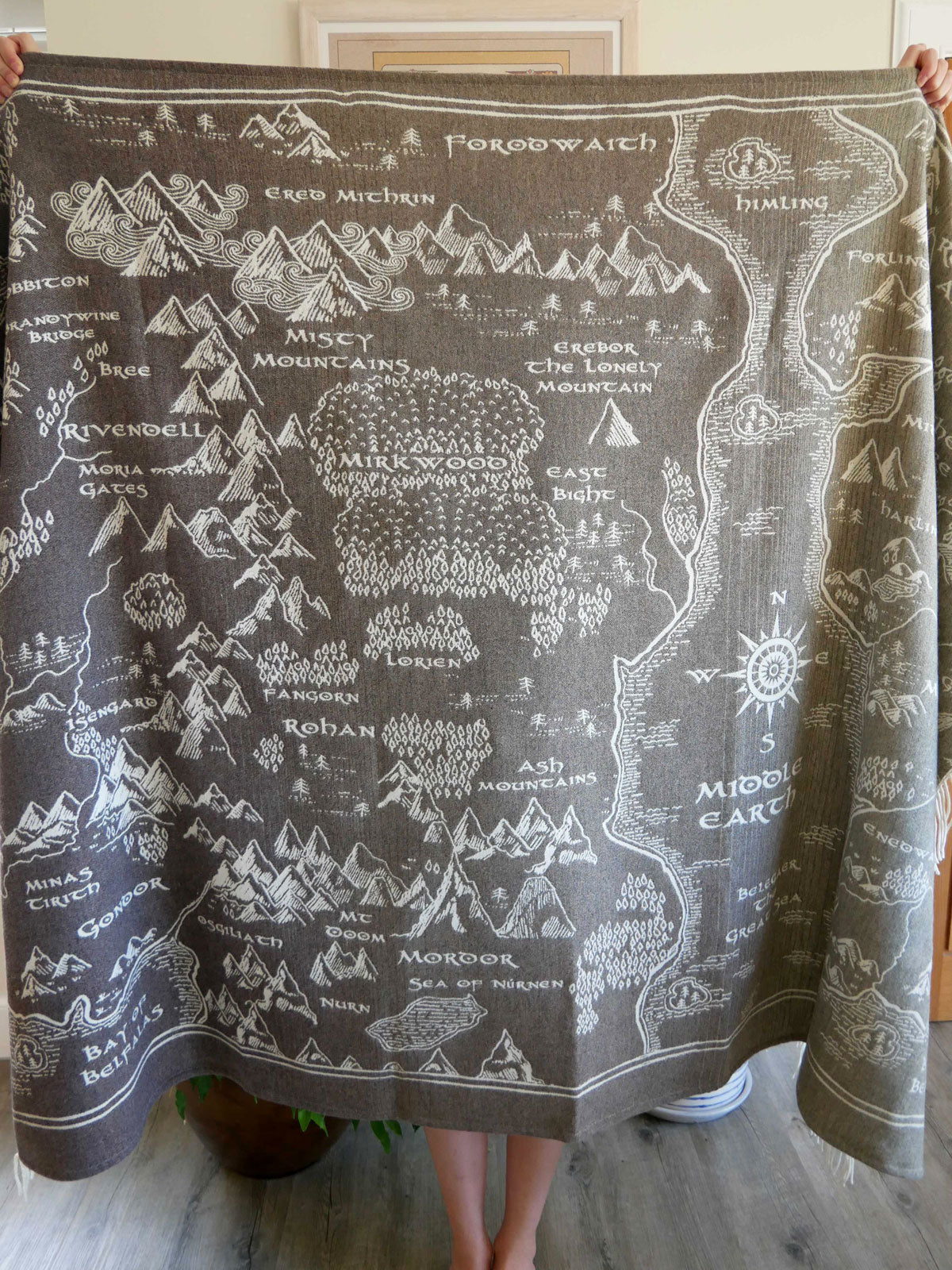 Middle Earth Map Blanket, Middle Earth Carpet, Middle Earth Fleece