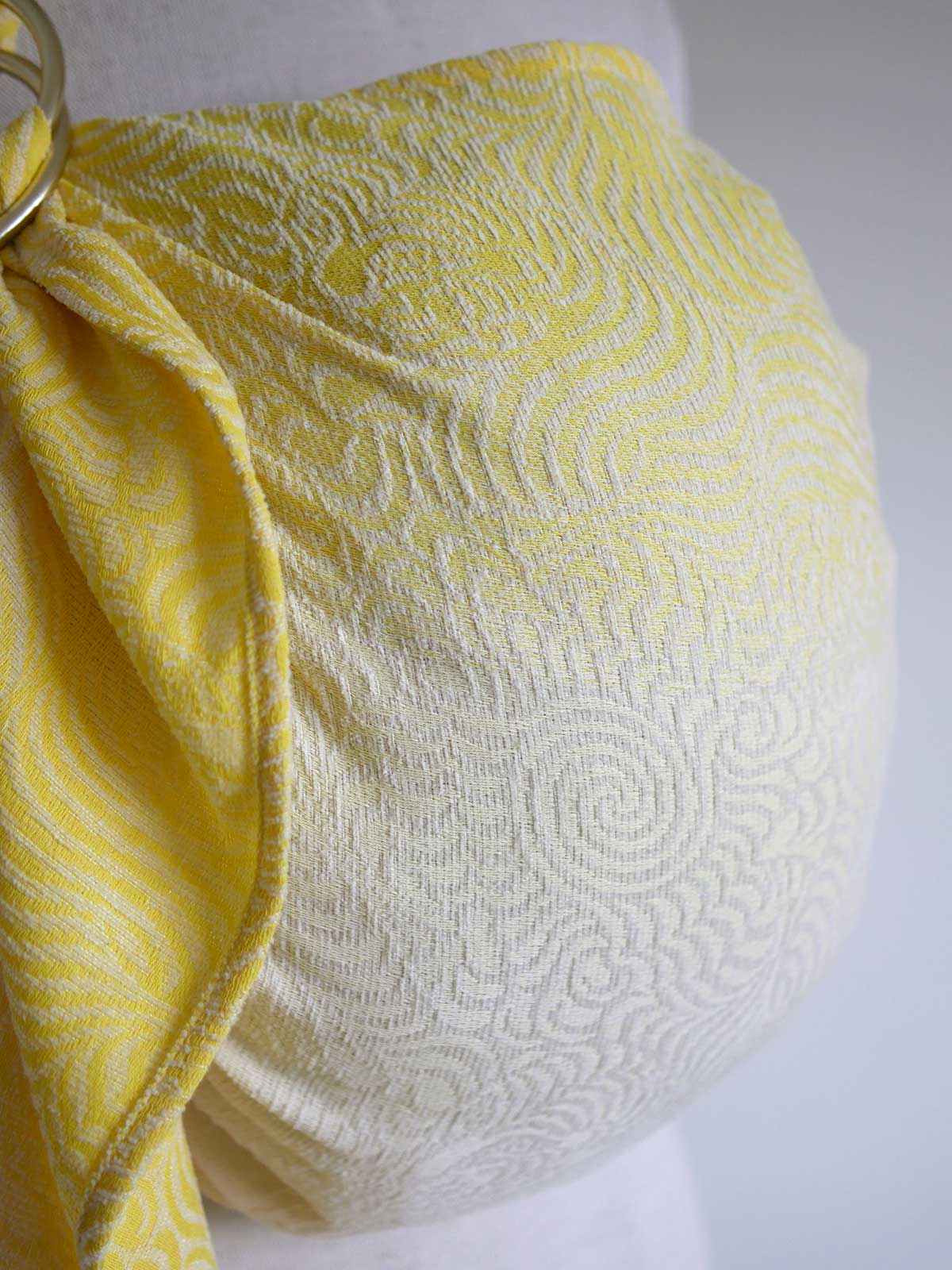 Yellow fabric on a mannequin