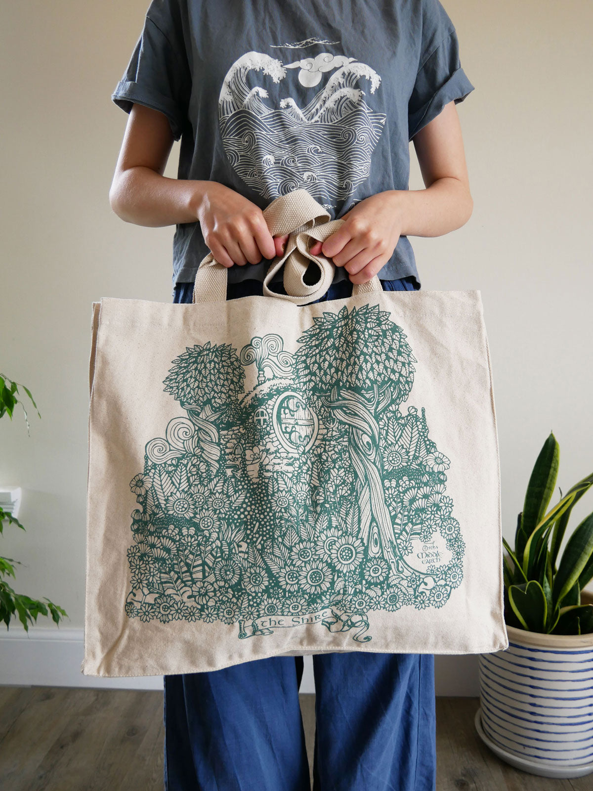 Buy Earthbags Cotton Canvas Shopping Bag/Carry Bag - White Printed
