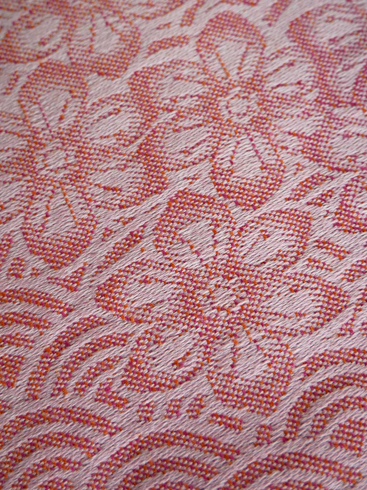 Close-up of a textured fabric with floral pattern