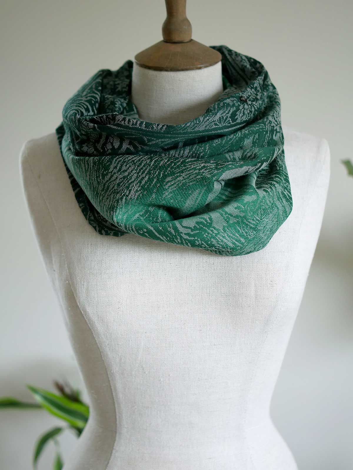 Cowl in the green 'Treebeard' design. 
