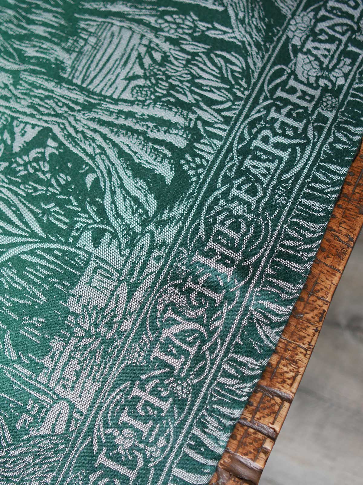 Close up of the hemmed edge of this beautiful scarf. 