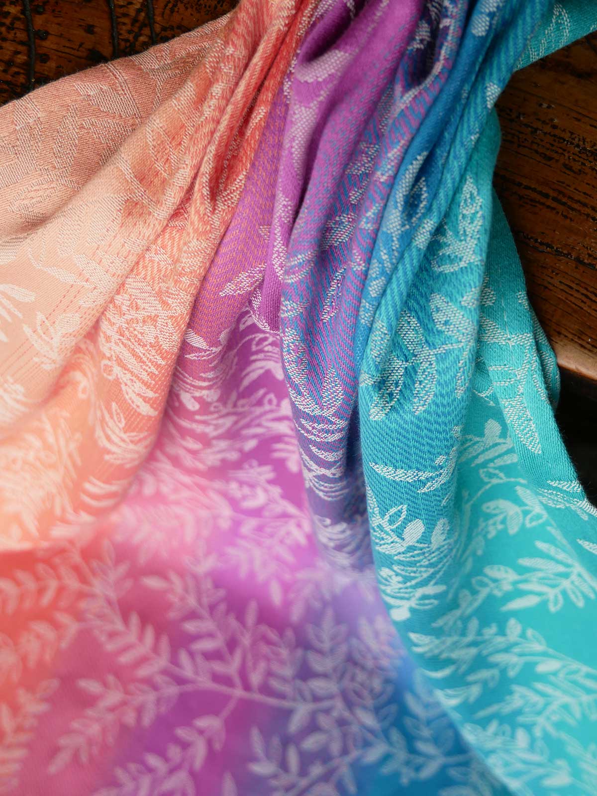Close-up of colorful fabric with a floral pattern